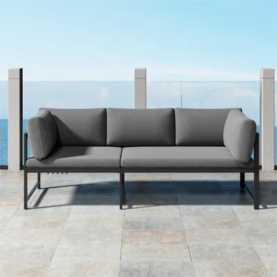 Produktbild von Aluminium Lounge Ecksofa Anthrazit mit Liegefunktion & Tisch