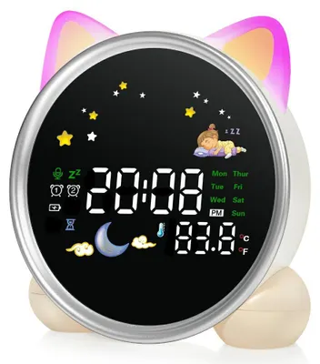 Immagine prodotto di Sveglia multifunzione con orecchie, modello "Majesticline", colore bianco (gatto)