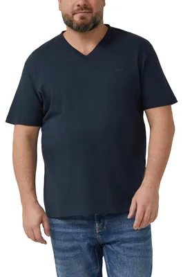 Produktbild von s.Oliver Herren T-Shirt – V-Ausschnitt, Jersey, Label-Print, Big Size – Größe 3XL, Blau
