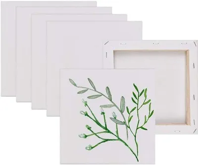 Obrázek produktu pro Ibenzoa® Profesionální plátna na rám, napnutá, 6 kusů, 15 x 15 cm, 100% bavlna, 2x bíle připravená k malování – vhodné pro olej, akryl, akvarel, temperu, gouache