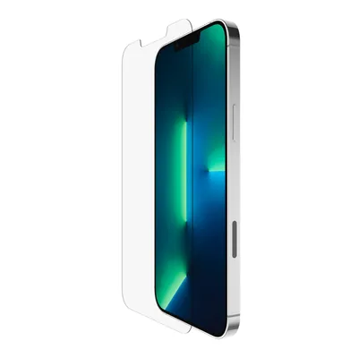 A screen protector is shown next to an iPhone.