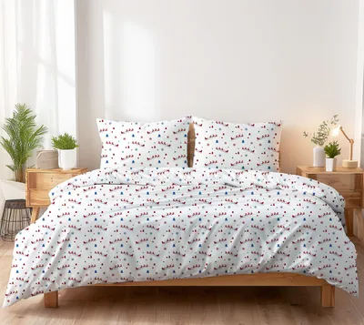 Produktbild von WEIHNACHTSBETTWÄSCHE 135x200cm+1x80x80cm 100% BAUMWOLLE Renforce MUSTER: Rentierschlitten
