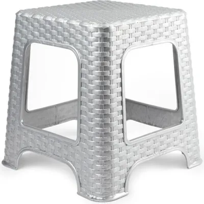 Produktbild von Plasicforte Tritthocker - Silber - Rattan Kunststoff - 32x30 cm