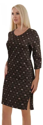 Imagen del producto de Camisón de mujer, manga larga, de algodón, tipo bata holgada, con bolsillos, transpirable, resistente a golpes y cómodo