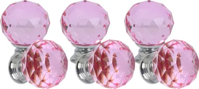 Produktbild von Domino Elegante Crystal Palace Möbelknopf 30mm in Chrom & Rosa |Kristallknöpfe,  Robustes Glas-Design |Möbelknöpfe | Glamouröser Stil | Perfekt für Schränke und Kommoden| 6 Stück