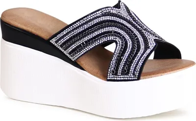 Produktbild von topschuhe24 2796 Damen Keilabsatz Sandaletten XXL Plateau Sandalen, Farbe:Schwarz, Größe:38 EU
