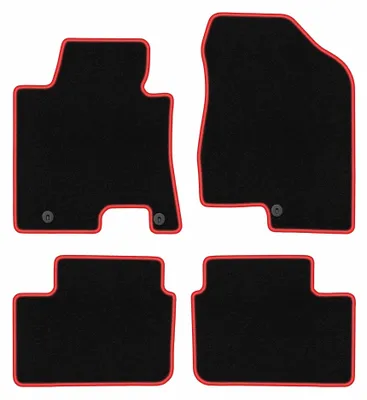 Produktbild von Velours-Fußmatten für Kia Ceed II 2012-2018 (Schrägheck/Kombi/Proceed) – 4-tlg, Schwarz/Rot, passgenau – Wielganizator CARLUX