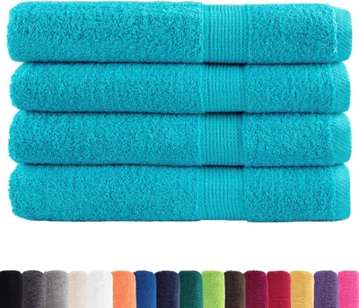 Imagen del producto de vidaXL Toallas premium para sauna SOLUND, juego de 4 unidades, color turquesa, 80x200 cm, 600 g/m²