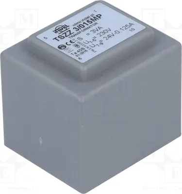 Immagine prodotto di 1 trasformatore: rivestito, 3VA, 24V, 230VAC, 0,125A. Montaggio: TSZZ3/015MP - trasformatore