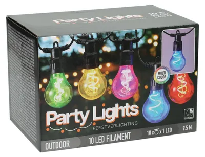 Productafbeelding van Koopman LED-feestverlichting, kleurrijk, 10 lampen, geschikt voor binnen en buiten