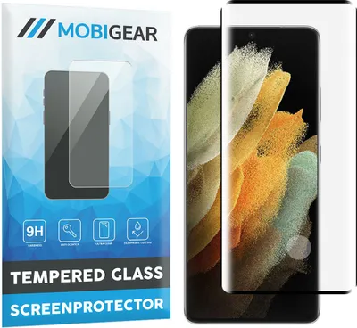 Produktbild von Mobigear Curved  Samsung Galaxy S21 Ultra Panzerglas Gehärtetes Glas Displayschutz - Hüllenfreundlich - Schwarz