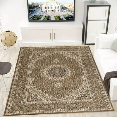 Produktbild von Klassischer Tibet Teppich, sehr dicht gewebt, mit Orient Muster in stilvollen Brauntönen - T0146, Maße:200 cm x 290 cm