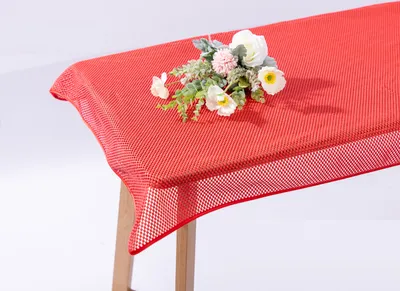 Produktbild von Gartentischdecke Karo Schaum PVC Weichschaum 130 x 160 cm - rot