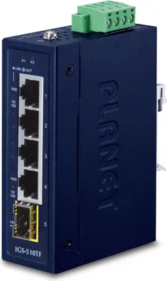 Zdjęcie produktu dla PLANET IGS-510TF, Nie zarządzany, Gigabit Ethernet (10/100/1000), Pełny dupleks, Montaż naścienny / rzutowanie na sufit