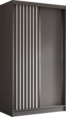 Produktbild von 120 cm Kleiderschrank Erika mit Lamellen ohne Spiegel inklusive 2 Schiebetüren Schwebetürenschrank (Farbe: grau, grau, Lamelle weiß)