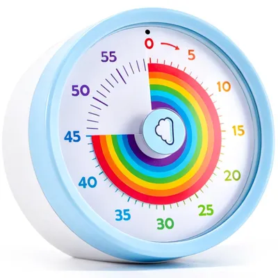 Produktbild von Visueller Timer - 60-Minuten Countdown mit Magnetrückseite - Für Klassenzimmer Büro und Küche - Regenbogenmuster Blau