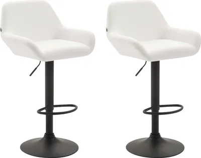 Produktbild von TPFLiving 2er Set Barhocker Bragnum Gestell schwarz Kunstleder Weiß