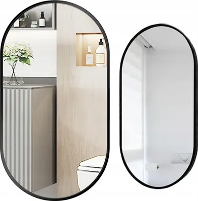 Zdjęcie produktu dla DUŻE LUSTRO OWALNE Industrialne ŁAZIENKOWE SALON SYPIALNIA CZARNE 75x40 CM