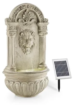 Obrázok produktu pre blumfeldt Löwenstein záhradná fontána s LED - hlava leva, 2000 mAh, antika, sivá