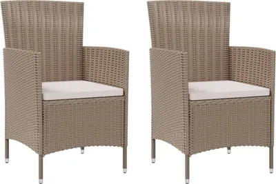 Produktbild von Gartenstühle mit Kissen 2 Stk. Poly Rattan Beige