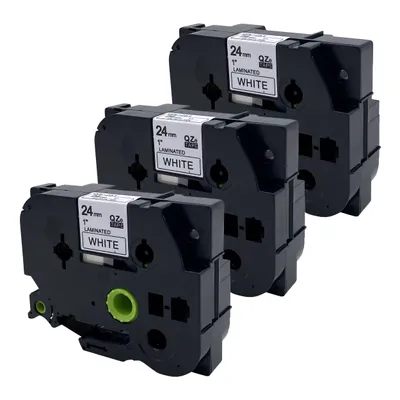 Produktbild von DULA Etikettenband - Kompatibel mit Brother P-Touch Tze-251 - 3 Stück - Schwarz auf weiß - 24mm x 8m
