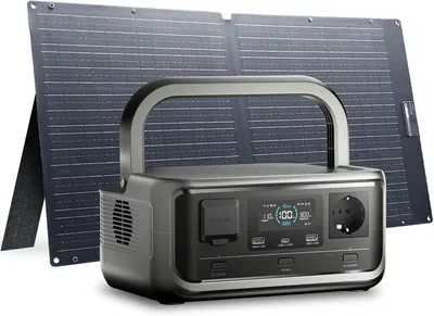 Image de Station d'alimentation portable - Générateur solaire - Électricité pour le camping et les voyages - Batterie LiFePO4 - 256 Wh - Noir