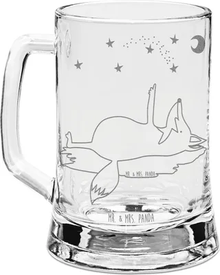Produktbild von Mr. & Mrs. Panda Seidel Fuchs Sterne - Transparent - Geschenk, Glas Bierkrug, Mond, Mit Gravur, Nachts, Humpen, Krug, Spruch Positiv, Sternengucker