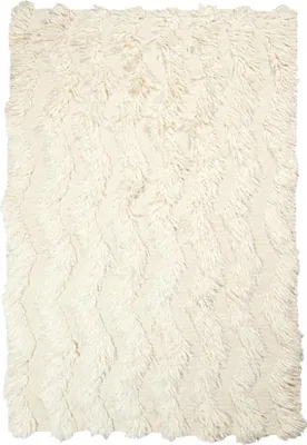 Image de FLOKATA Tapis shaggy en laine fait main avec un motif simple