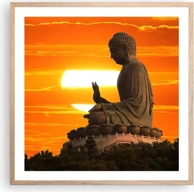 Produktbild von Gerahmtes Poster - Rahmen in heller Eiche - tempel buddha - 60x60 cm - Wand Bild - Wanddeko - Wandbilder - Kunstposter - Wandposter - Bilderrahmen - Bilder - Kunstdruck - Wandbild - P2NAC60x60-3532