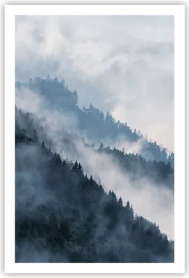 Produktbild von Poster - Poster ohne Rahmen - Berge Nebel Bäume - 61x91,5 cm - Wand Bild - Wanddeko - Wandbilder - Kunstposter - Wandposter - Bilder - Kunstdruck - Wanddekoration - Wandbild - P2XPA61x91-4429