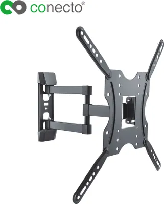 Produktbild von conecto CC50279 Wandhalterung für TV Geräte mit 81-140 cm (32 -55 Zoll), neigbar: -10° bis 3°, schwenkbar: -90° bis 90°, Wandabstand: 62-422mm, Traglast: max. 30,0kg, VESA 400x400, schwarz,