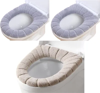 Produktbild von 3 Stück WC-Sitze, WC-Sitzbezug, Badkissen, warm und weich, waschbar, 3 Stück