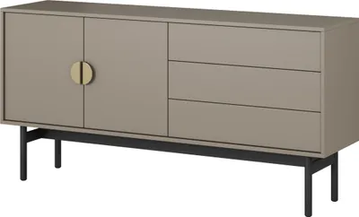 Produktbild von Selsey Stoon - TV-Element mit Schublade, Steingrau mit schwarzem Metallgestell, 154 cm