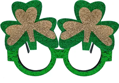Produktbild von Oblique Unique Brille Viel Glück mit Kleeblättern und Glitzereffekt Grün für Geburtstag Jubiläum Fasching Karneval