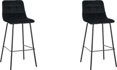 Produktbild von LABEL51 Barhocker Bistro - Schwarz - Samt - 2er-Set