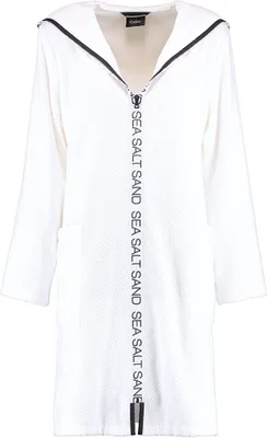 Image de Cawö - Peignoir court pour femme avec fermeture éclair et capuche (3101), taille : S, couleur : blanc (600)