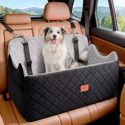 Produktbild von Hunde Autositz Hundesitz Hundeautositz für Unter 25 KG, Hundetasche mit Aufbewahrungstaschen, Grau