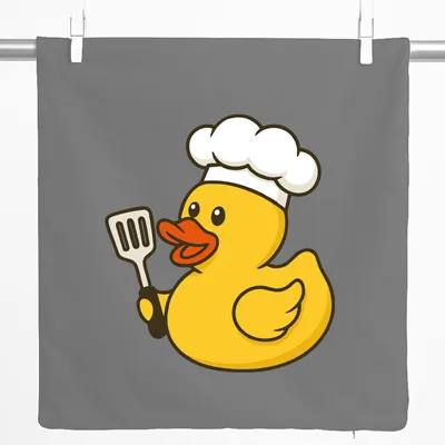 Produktbild von Huuraa Kissenbezug Quietscheente Küche Comic Gummiente 40x40cm Steel Grey Baumwolle Dekokissenbezug Geschenkidee