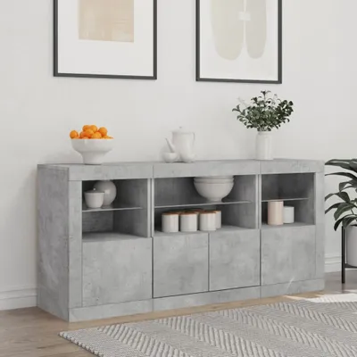 Obrázok produktu pre vidaXL Príborník s LED svetlami betónová sivá 142,5x37x67 cm