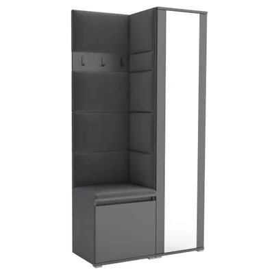 Produktbild von Garderobe LUTON 6 ANTHRACITE 15– Farbe: Anthrazit, moderner Schrank 40x95x186 cm, funktionale Lösung für den Flur, Garderobeschrank, Flurmöbel