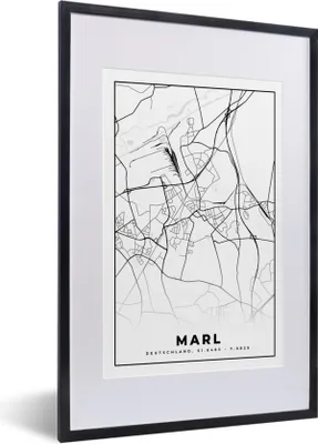 Produktbild von MuchoWow® Gerahmtes Poster Karte - Stadtplan - Marl 40x60 cm - Poster mit Schwarzem Bilderrahmen Wandposter Rahmen Foto Bilder - Poster in Rahmen