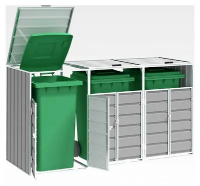 Produktbild von Mülltonnenbox aus Stahl 240L, grau, 216x81x115cm, für den Außenbereich