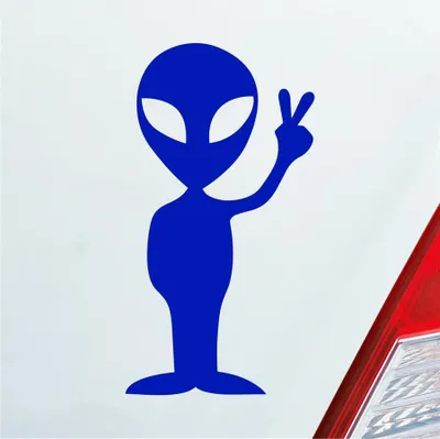 Produktbild von Auto Aufkleber Alien Außerirdischer All Comic Motorrad 12x7 cm Dunkelblau Sticker Heckscheibenaufkleber