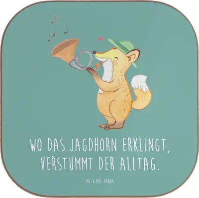 Produktbild von Mr. & Mrs. Panda Untersetzer für Gläser Jagdhorn Melodie - Meeresbrise - Geschenk, Jagdsignal, Musik, bieruntersetzer, Blasinstrument, Musiker, Tradition, Instrument