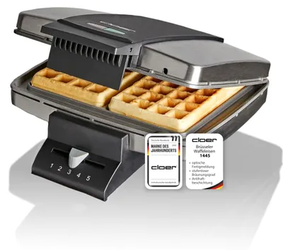 Produktbild von Cloer 1445 Brüsseler Waffeleisen für 2 Belgische Waffeln 9 x 15,5 cm, Duo-Waffel