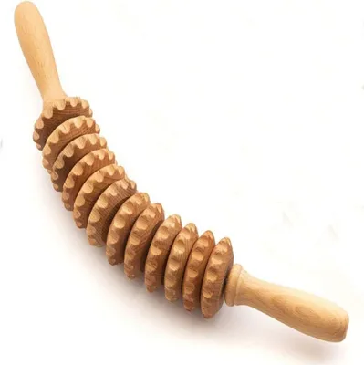 Produktbild von Holzmassagegerät, 11-Rad-Massagegerät für Rücken, Taille, Beine, Bauch, Massagegerät, Taille, Oberschenkel, Roller, Werkzeug, Massagegerät, 15,7 Zoll