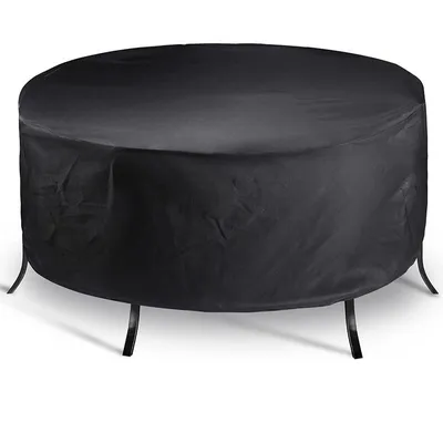 Produktbild von Runde Gartentischabdeckung - Gartenmöbel Abdeckung Wasserdicht - Wasserdicht – 163 x 84 cm - UV-Schutz – für Esszimmerstühle und Tische – Schwarz
