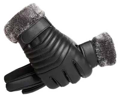 Produktbild von 1 Paar Herren-Kunstlederhandschuhe, wasserdicht, winddicht, Touchscreen-gefüttert, fleecegefüttert, Outdoor-Fahrradhandschuhe, warme, dicke Thermohandschuhe für kaltes Wetter