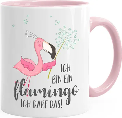 Produktbild von Kaffee-Tasse Ich bin ein Flamingo ich darf das Spruch Pusteblume Büro-Tasse Teetasse Keramiktasse MoonWorks® rosa unisize