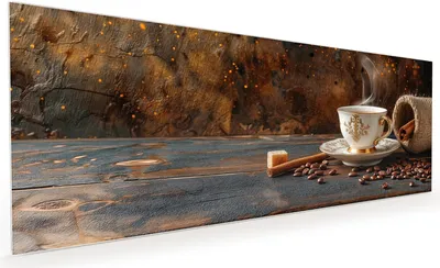 Produktbild von Küchenrückwand Spritzschutz Glas mit Motiv Kaffee Und Zimt 40 x 40 cm